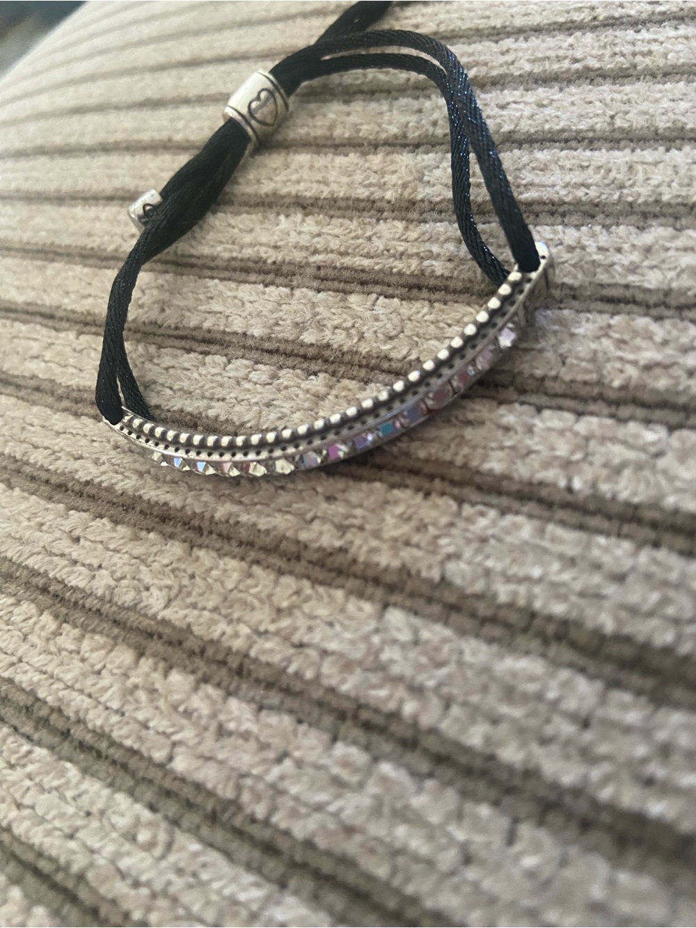 Black Cord Crystal Bar Bracelet - Women Jewelry